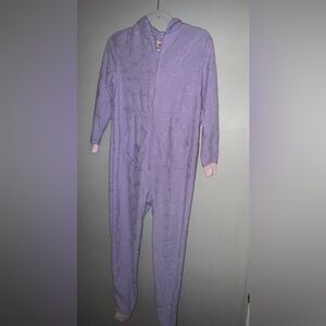 Cat & Jack, girls purple onsie hooded pajamas, size XL, 14